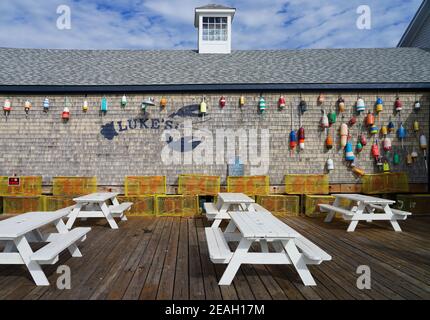 PORTLAND, ME -12 Okt 2020- Blick auf das Luke's Lobster Shack Restaurant im alten Hafen in Portland, Maine, USA. Stockfoto