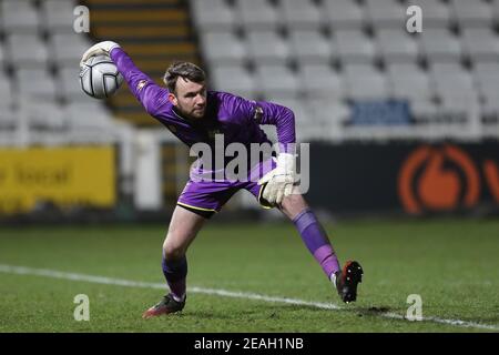 HARTLEPOOL, ENGLAND. FEB 9th; Ryan Boot von Solihull Moors während des Vanarama National League Spiels zwischen Hartlepool United und Solihull Moors im Victoria Park, Hartlepool am Dienstag, 9th. Februar 2021. (Kredit: Mark Fletcher, Mi News) Kredit: MI Nachrichten & Sport /Alamy Live Nachrichten Stockfoto