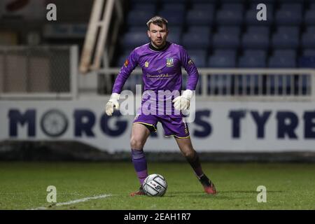 HARTLEPOOL, ENGLAND. FEB 9th; Ryan Boot von Solihull Moors während des Vanarama National League Spiels zwischen Hartlepool United und Solihull Moors im Victoria Park, Hartlepool am Dienstag, 9th. Februar 2021. (Kredit: Mark Fletcher, Mi News) Kredit: MI Nachrichten & Sport /Alamy Live Nachrichten Stockfoto