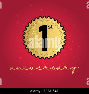 Symbol zum 1-jährigen Jubiläum. 1st Geburtstags-Emblem. Design-Element zum Jahrestag. Vektorgrafik. Stock Vektor