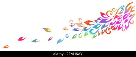 Horizontaler Hintergrund. Abstraktion mit bunt fallenden Blättern. Vektorgrafik Stock Vektor