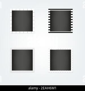 Bilderrahmen-Set. Schwarze und weiße Muster Rand. Vektor-Illustration, flaches Design Stock Vektor