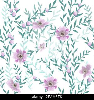 Der nahtlose Hintergrund des Zweig mit rosa Blüten. Vektorgrafik Stock Vektor