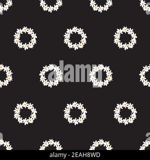 Vektor schwarz Spaß Gänseblümchen Blumen kleine Ringe wiederholen Muster. Geeignet für Textil, Geschenkpapier und Tapeten. Stock Vektor