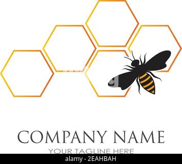 Biene und Wabenlogo Vektor Illustration Design-Vorlage Stock Vektor
