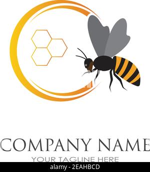 Biene und Wabenlogo Vektor Illustration Design-Vorlage Stock Vektor