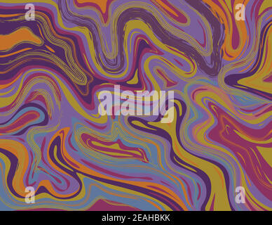 Digitale Marmorierung oder inkscape Illustration eines abstrakten wirbelnden Psychedelischen Flüssiger Marmor simulierte Marmorierung im Suminagashi Kintsugi Marmoreffekt Stock Vektor