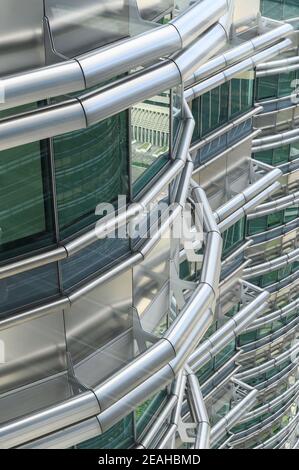 Nahaufnahme der Stockwerke in den Petronas Twin Towers Stockfoto