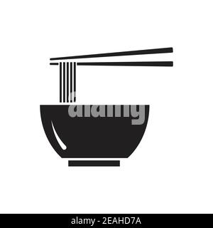 Nudelsuppe Schüssel mit Essstäbchen Vektor-Symbol Food-Konzept für Grafik-Design, Logo, Website, Social Media, mobile App, ui-Illustration Stock Vektor