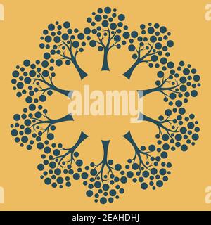 Nahtlose Muster von bunten Bäumen mit mehrfarbigen Punkten als Blätter Stock Vektor