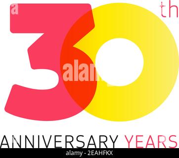 Zahlen zum 30. Jahrestag. 30 Jahre altes Logo. Kreative, auffällige Gratzen. Isolierte abstrakte Grafik Web-Design-Vorlage. Nette Gratulation Ziffern. U Stock Vektor