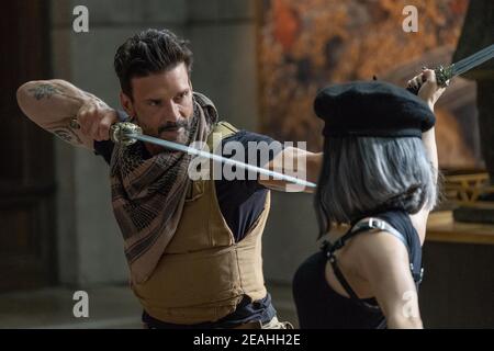 VERÖFFENTLICHUNG: 5. März 2021 TITEL: Boss Level STUDIO: Highland Film Group REGIE: Joe Carnahan PLOT: Ein pensionierter Offizier der Spezialeinheiten ist am Tag seines Todes in einer nie endenden Zeitschleife gefangen. MIT: FRANK GRILLO als Roy Pulver (Kreditbild: © Highland Film Group/Entertainment Pictures) Stockfoto