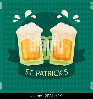 St. patricks Tag Illustration mit Pints Bier Vektor Illustration. Stock Vektor