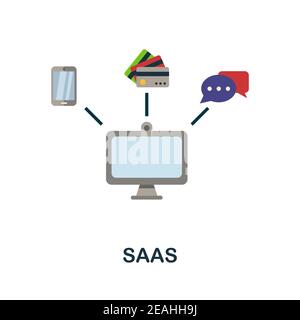 SaaS Flat Icon. Farbe einfaches Element aus der Fintech Kollektion. Kreatives Saas Icon für Webdesign, Vorlagen, Infografiken und mehr Stock Vektor