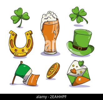Handgezeichnete st. patricks Day Elements Set Vektor-Illustration. Stock Vektor