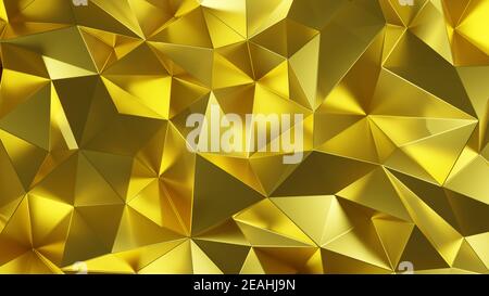 Abstrakt Luxus Gold Farbe niedrige Poly Dreieck Hintergrundtextur . 3D Rendering . Stockfoto