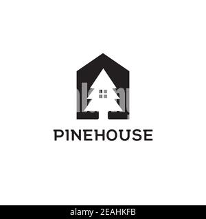 Pine Haus Logo Design Illustration Vektor Vorlage Stock Vektor