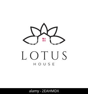 Lotus Haus Illustration Inspiration Symbol Logo Design Vektor Vorlage Stock Vektor