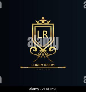 LR Letter Initial mit Royal Template.elegant mit Krone Logo Vektor, Creative Lettering Logo Vektor Illustration. Stock Vektor