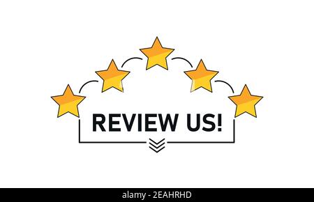 Bewerten Sie uns. User-bewertung Konzept. Überprüfen und bewerten Sie uns Sterne. Geschäftskonzept. Vector lieferbar Abbildung. Stock Vektor