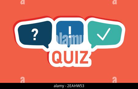 Quiz-Logo mit Sprechblase Symbole, Konzept der Fragebogen zeigen singen, Quiz-Taste, Frage Wettbewerb, Prüfung, Interview modernes Emblem-Design Stock Vektor