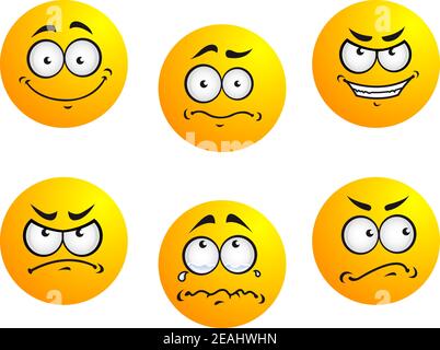 Verschiedene Smiles Ausdrücke und Stimmungen für Emoticons Design Stock Vektor