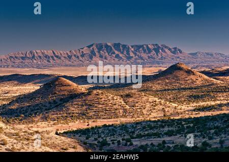 Caballo Berge, fernen Blick vom Geronimo Trail in Sierra Cuchillo in der Nähe von Winston, New Mexico, USA Stockfoto