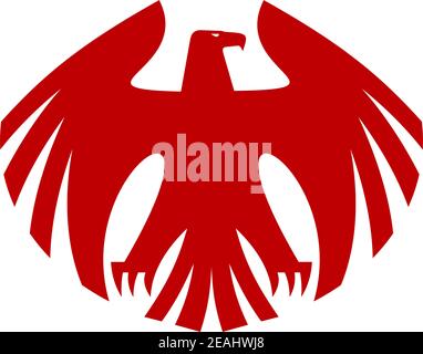 Wilder roter Adler heraldische Silhouette mit ausgestreckten Krallen und Flügeln Und sein Kopf nach rechts gedreht für heraldry Design Stock Vektor