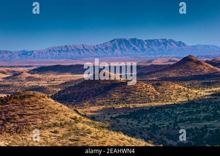 Caballo Berge, fernen Blick vom Geronimo Trail in Sierra Cuchillo in der Nähe von Winston, New Mexico, USA Stockfoto