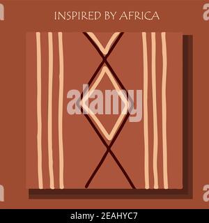 INSPIRIERT VON AFRIKA. Afrikanischer Hintergrund, Flyer mit traditionellem Stammesmuster. Stockfoto