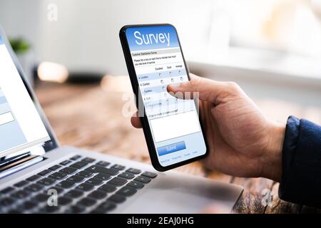 Digital Online Research Survey Form Stockfoto