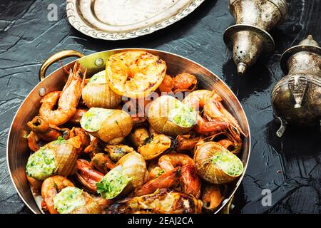 Köstliche gegrillte Meeresfrüchte Stockfoto