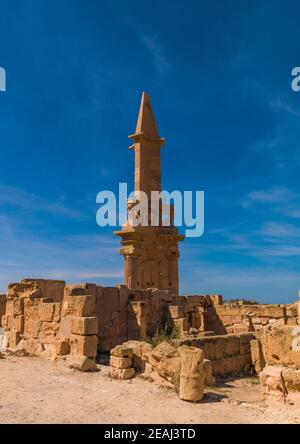Das Mausoleum von bes, Tripolitania, Sabratha, Libyen Stockfoto