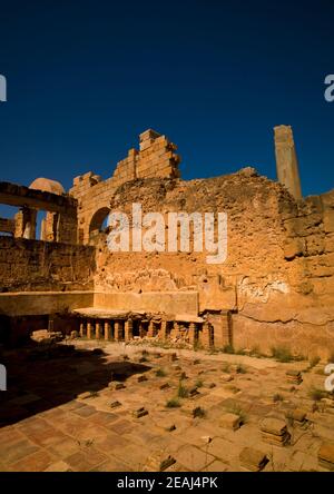 Hadrian Bad-Haus bleibt in leptis magna, Tripolitania, Khoms, Libyen Stockfoto
