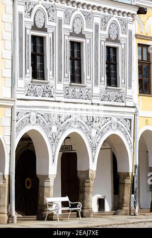 Platz in Telc, Tschechische Republik Stockfoto