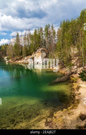 Adrspacher See, Teplice Adrspach Rocks, Ostböhmen, Tschechien Stockfoto