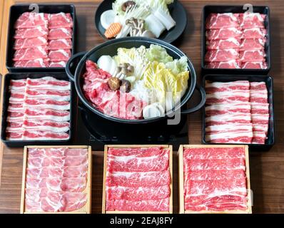 Japanische Sukiyaki eingestellt Stockfoto