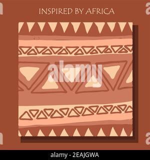 Afrikanischer Hintergrund, Flyer mit grunge Stammesmuster. Konzeptuelle Gestaltung, ethnisches Ornament. Warme Bräune. Trenddarstellung. Stockfoto