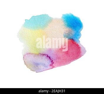 Abstrakte bunte handbemalte Aquarell auf weißem Hintergrund. Stockfoto