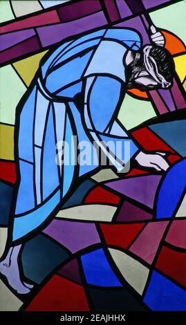 7. der Kreuzweg, Jesus fällt zum zweiten Mal Stockfoto