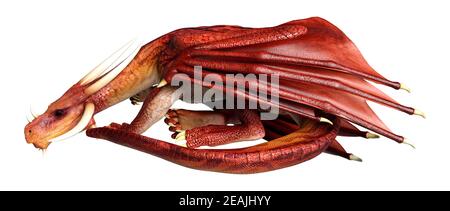 3D-Rendering Märchen Drache auf Weiß Stockfoto