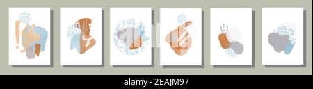 Abstraktes Poster mit geometrischen Formen und Punkten. Modisches Design. Modernes Bannerdesign Stockfoto