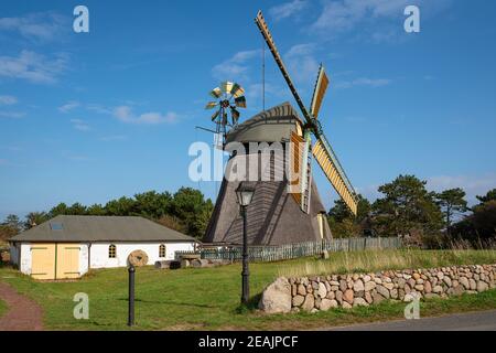 Windmühle, Nebel, Amrum, Deutschland Stockfoto