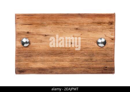 Naturrahmen aus Plank mit isolierten Schrauben Stockfoto