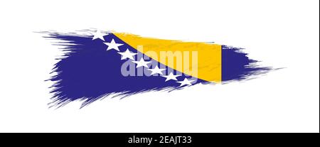 Flagge von Bosnien und Herzegowina in Grunge Pinselstrich, Vektor Grunge Illustration. Stock Vektor