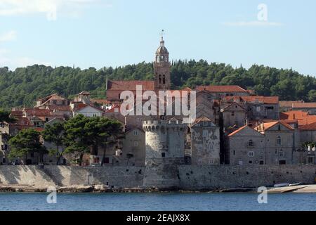 Korcula. Kleine Insel-Stadt in der Nähe von Dubrovnik in Kroatien. Stockfoto