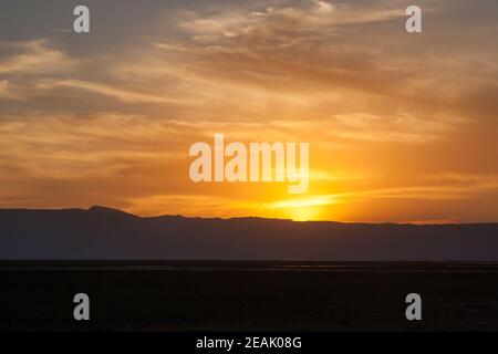 Sonnenuntergang am Manyara See, Tansania Landschaft, Afrika Stockfoto