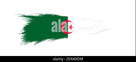 Flagge Algeriens in Grunge Pinselstrich, Vektor Grunge Illustration. Stock Vektor