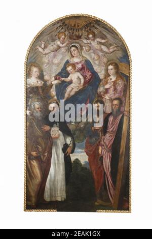 Jacopo Tintoretto: Madonna mit Kind, St. Katharina, St. Maria Magdalena, St. Peter, St. Dominic, St. Paul und St. Andrew Stockfoto