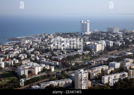 Überblick über die Stadt Haifa in Israel Stockfoto